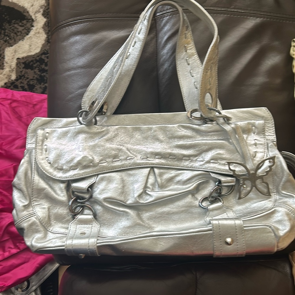 Large Emanuel Ungaro silver leather tote